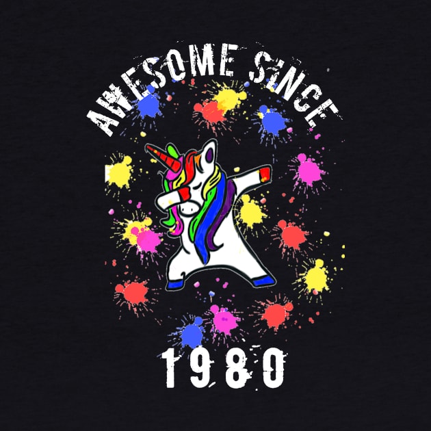 Awesome Since 1980 Dabbing unicorn 40th birthday gift mother and for dad by FouadBelbachir46